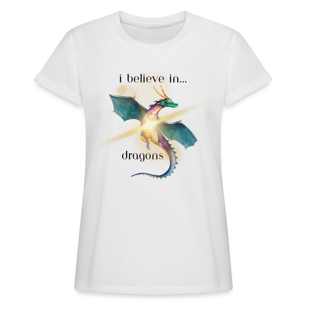 I Believe In Dragons Relaxed Fit T-Shirt | Womens - white