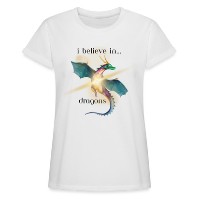 I Believe In Dragons Relaxed Fit T-Shirt | Womens - white